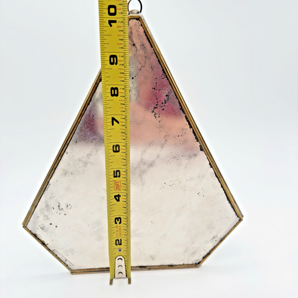 Brass Glass Terrarium Candle Holder Vintage 70s Table Top Hanging Mirrored Back - Picture 7 of 9